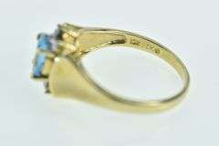 10K Yellow Gold Oval Blue Topaz Diamond Accent Ring