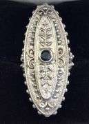 VINTAGE ART DECO 14K WHITE GOLD SAPPHIRE COCKTAIL RING