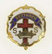 10K Yellow Gold Cross Crown Sunday School Uncas Lapel Pin/Brooch