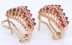 Set of 14kt Yellow gold diamond and ruby necklace, bracelet, ring and matching earrings