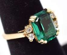 Gorgeous 14K Yellow Gold Emerald and Diamond Ring