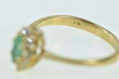 14K Yellow Gold Marquise Emerald Diamond Engagement Ring