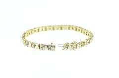14K Yellow Gold 7.00 Ctw Diamond Vintage Tennis Bracelet