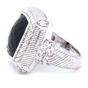 Judith Ripka emerald cut black onyx ring in 925 sterling silver
