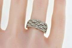 14K Rose Gold 1.00 Ctw Diamond Layered Wavy Band Ring