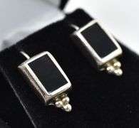 Sterling Silver Dangle Earring with Black Onyx Gemstones