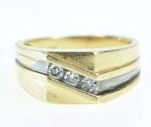 14K Yellow Gold 0.20 Ctw Diamond Squared Men's Ring