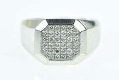 14K White Gold 0.25 Ctw Diamond Squared Vintage Cluster Ring