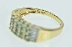 14K Yellow Gold Squared Emerald Diamond Statement Ring