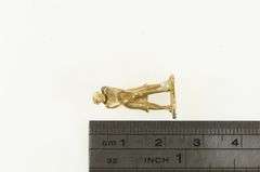 14K Yellow Gold Woman Golfing Solitaire Pearl Vintage Charm/Pendant