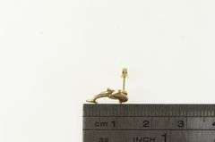 14K Yellow Gold Jumping Dolphin Ocean Single Stud Earring