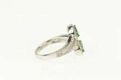 14K White Gold 1.45 Ctw Emerald Diamond Halo Bypass Ring