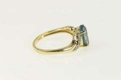 14K Yellow Gold Blue Topaz Pave Diamond Statement Ring