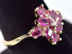 Gorgeous 14K Yellow Gold Pink Sapphire and Diamond Ring