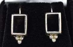 Sterling Silver Dangle Earring with Black Onyx Gemstones