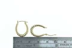 14K Yellow Gold 19.5mm Scalloped Puffy Hoop Vintage Earrings