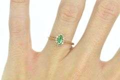14K Yellow Gold Marquise Emerald Diamond Engagement Ring