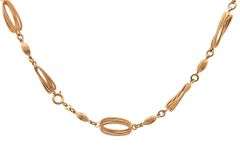Polished Fancy Oval Rope Link Station Necklace in 18K