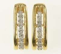 14K Yellow Gold 0.40 Ctw Diamond Curved Bar Statement Earrings