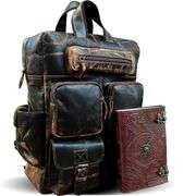 Indian Buffalo Leather Backpack with Leather Journal
