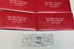 4 Unc 1976 3 Piece Silver Red Envelope Bicentennial Sets