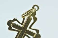 18K Yellow Gold Cross Christian Faith Symbol Religious Charm/Pendant
