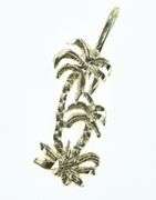 14K Yellow Gold Palm Tree Beach Ocean Motif Charm/Pendant