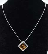 Timeless 14K White Gold Citrine and Diamond Pendant Necklace