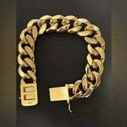 Strong 95 Gram 14 Kt Gold Plate Curb Link Bracelet SA65R