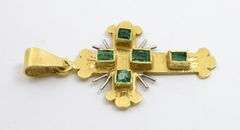 Beautiful 18K YG Cross with Emeralds