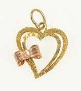 14K Yellow Gold Heart Valentines Day Love Two Toned Charm/Pendant
