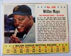 Willie Mays #106 Cereal Baseball Card