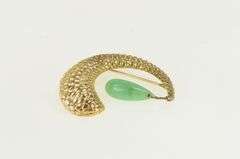 14K Yellow Gold Jadeite Drop Dangle Woven Domed Swirl Pin/Brooch