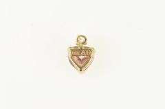 10K Yellow Gold Heart Pink CZ Diamond Accent Single Earring