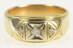 14K Yellow Gold 1950's 0.20 Ctw Men's Diamond Wedding Ring