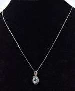 Aquamarine and Diamond Pendant Necklace in Sterling Silver