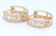 14kt Yellow gold CZ mini hoop earrings