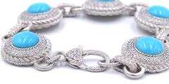 Signed Judith Ripka 925 sterling silver Turquoise link bracelet