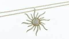 10K Yellow Gold 0.75 Ctw Pave Diamond Encrusted Sun Necklace