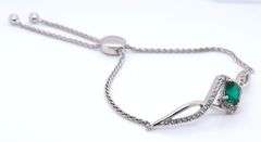 Sterling Silver Green and White Cubic Zirconia Bracelet
