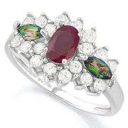 1/2 CT ENHANCED GENUINE RUBY & 1.17 CT LAB CREATED DIAMOND 925 STERLING SILVER RING