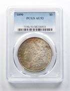 AU53 1890 Morgan Silver Dollar PCGS Beautifully Toned