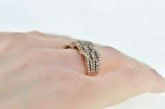 14K Rose Gold 1.00 Ctw Diamond Layered Wavy Band Ring