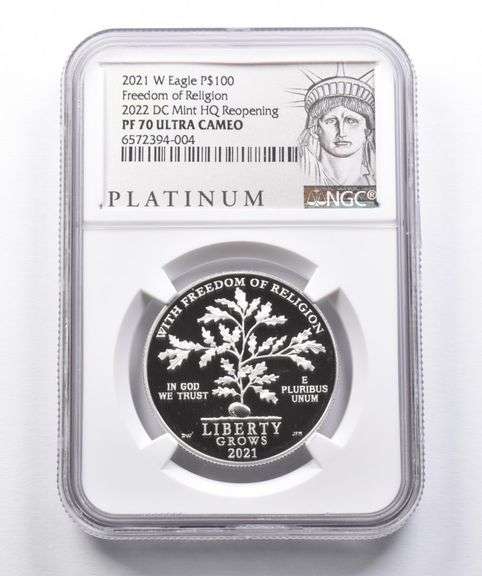 PF70 2021-W $100 American Platinum Eagle 2022 DC Mint HQ Reopening NGC