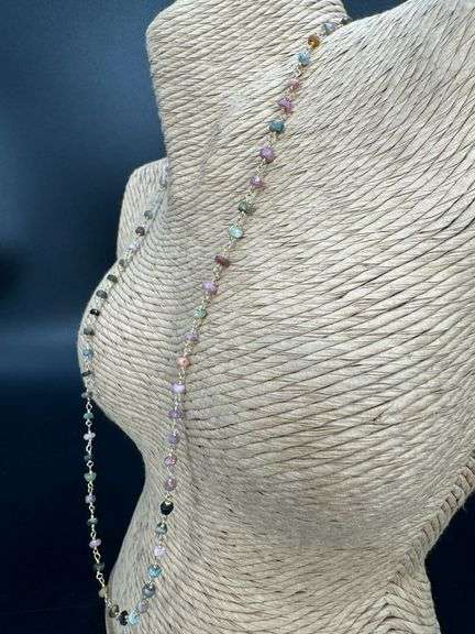 Sterling Silver 925 Gold Plated Gemstone Chain 20"