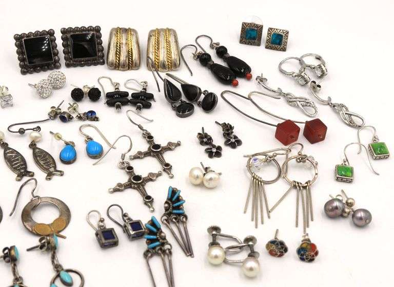 Group lot of vintage 925 sterling silver earrings