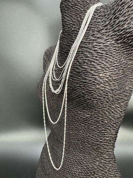 Italian Sterling Silver 925 7 Piece Layered Chain Set 30",24",20",20",18",18",16"