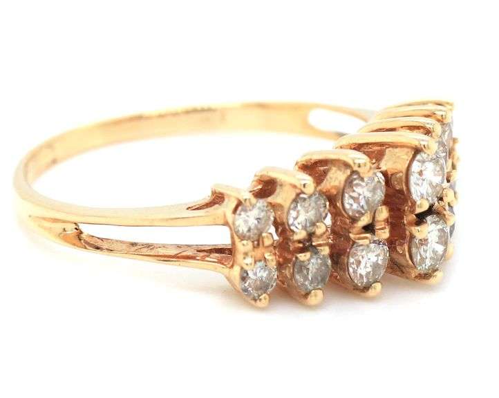 14kt Yellow gold 2 row diamond band