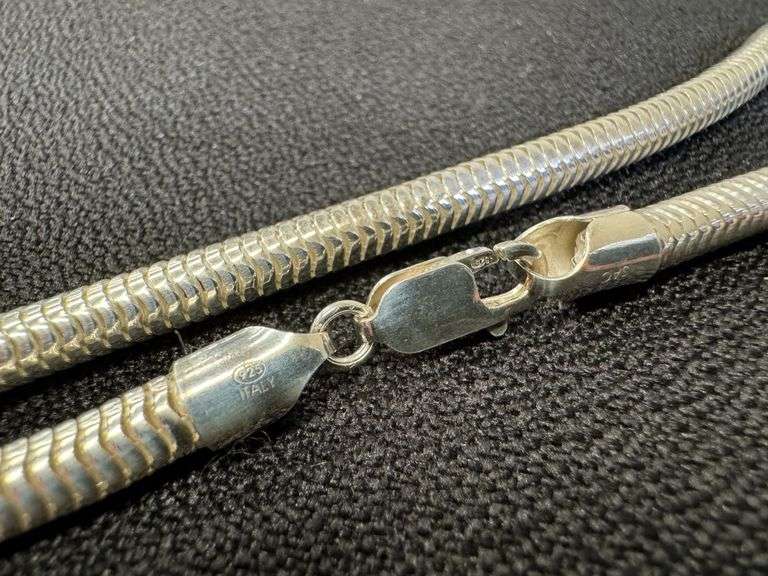 Sterling Silver 925 Real Snake Italian Chain 16" Necklace