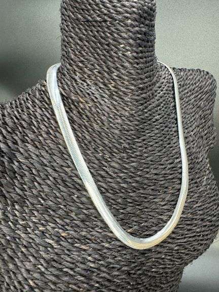 Sterling Silver Herringbone 6.8mm Concave Chain Necklace 18"